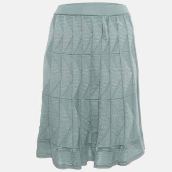 Pre Owned M Missoni Mint Green Wool Blend Patterned Knit Mini Skirt S