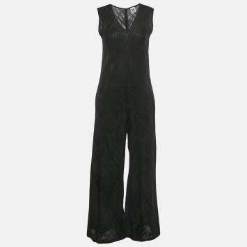 Pre Owned M Missoni Black Jacquard Lurex Knit Sleeveless Jumpsuit S
