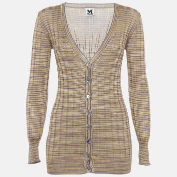 Pre Owned M Missoni Multicolor Rib Knit Button Down Cardigan M