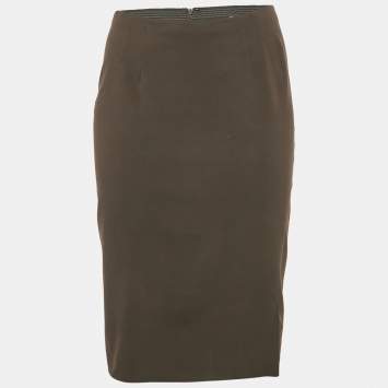 Pre Owned M Missoni Brown Jersey Pencil Skirt M