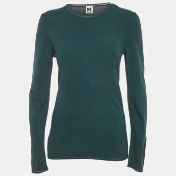 Pre Owned M Missoni Teal Blue Stretch Knit Crewneck Sweatshirt S