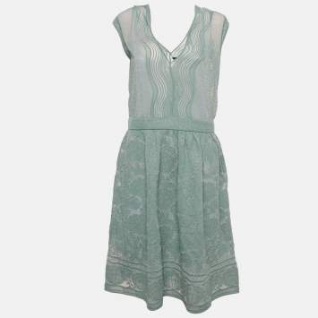 Pre Owned فستان قصير م ميسوني تريكو لوريكس بنمط أزرق مقاس كبير