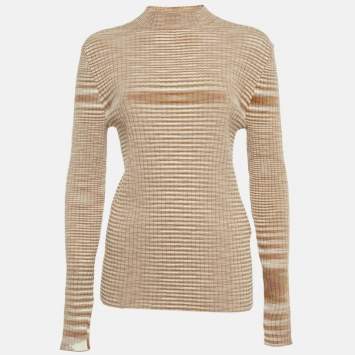 Pre Owned M Missoni Brown Rib Knit Turtle Neck Sweater M