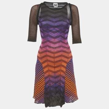Pre Owned M Missoni Multicolor Patterned  Jersey Knit Short Dress S 
