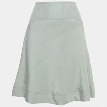 Pre Owned M Missoni Mint Green Ramie & Silk Mini Skirt M