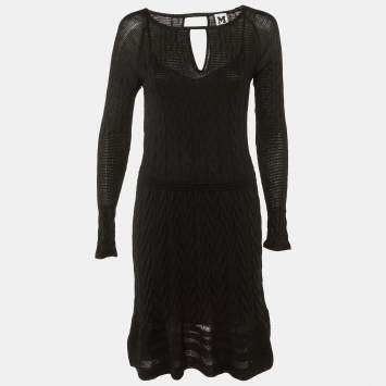 Pre Owned M Missoni Black Knit Midi Dress M