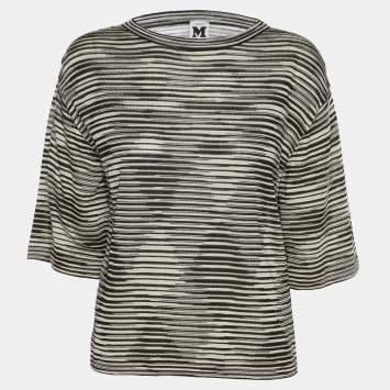 Pre Owned توب إم ميسوني مخطط متعدد الألوان حياكة ضيقة بأكمام طويلة مقاس متوسط