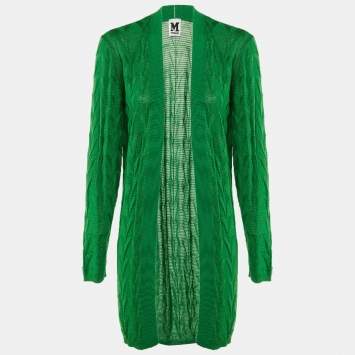 Pre Owned M Missoni Green Knit Open Front Cardigan L