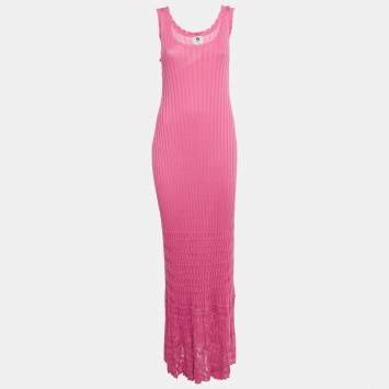 Pre Owned M Missoni Collection Pink Rib Knit Maxi Dress S