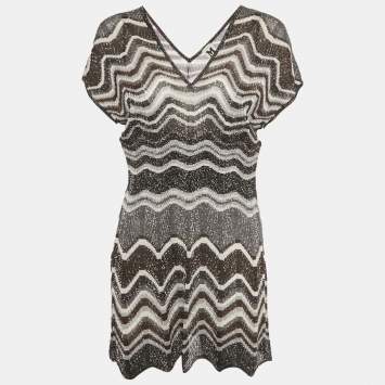 Pre Owned M Missoni Black Patterned Lurex Knit Top L