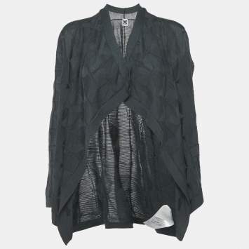 Pre Owned سترة مفتوحة محبوكة من صوف إيم ميزوني بنمط أسود مقاس صغير - سمول