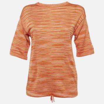 Pre Owned M Missoni Orange Striped Knit Top S