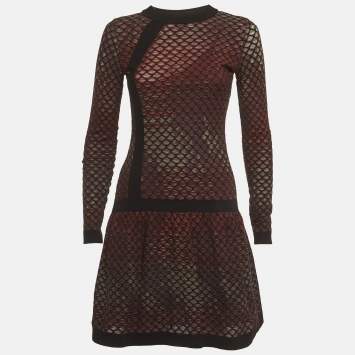 مملو كة مسبقًا M Missoni Black/Pink Patterned Knit Mini Dress S