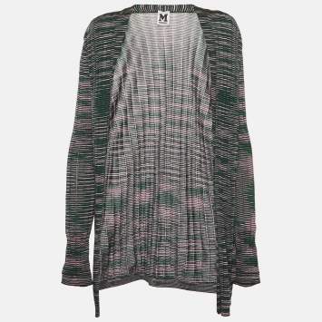 مملوكة مسبقًا M Missoni Green/Pink Knit Open Front Cardigan S