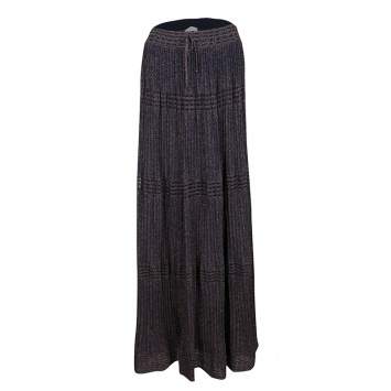 Pre Owned M Missoni Purple Lurex Perforated Knit Pleated Skirt M