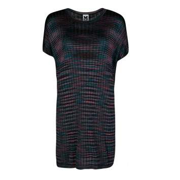 Pre Owned M Missoni Multicolor Patterned Knit Short Sleeve Tunic M