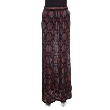 Pre Owned M Missoni Multicolor Striped Knit Chevron Pattern Maxi Skirt M