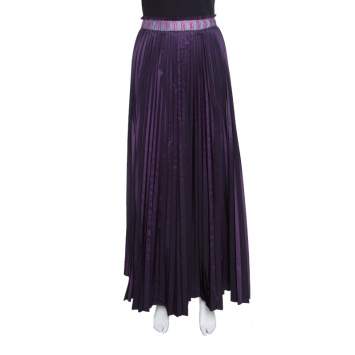 Pre Owned M Missoni Purple Accordion Pleated Midi Skirt S
