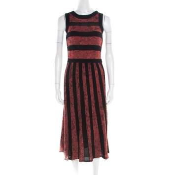 مملوكة مسبقًا M Missoni Marled Bicolor Mesh Insert Cut Out Detail Striped Sleeveless Dress M