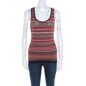 Pre Owned M Missoni Multicolor Patterned Knit Tank Top M