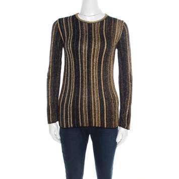 Pre Owned M Missoni Multicolor Striped Chunky Lurex Knit Crew Neck Sweater S