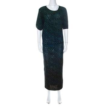 مملوكة مسبقًا M Missoni Multicolor Dobby Knit Short Sleeve Maxi Dress S