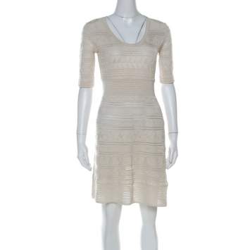 مملوكة مسبقًا M Missoni Gold Lurex Knit Panelled Short Dress S 