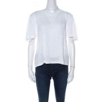 Pre Owned M Missoni White Crochet Knit Butterfly Sleeve Top M 