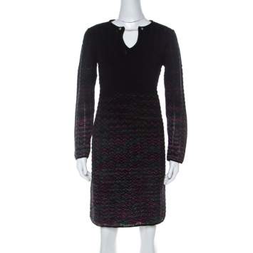 مملوكة مسبقًا M Missoni Multicolor Ombre Pattern Knit Long Sleeve Dress M 