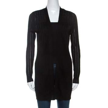 Pre Owned M Missoni Black Knit Open Front Cardigan M
