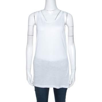 Pre Owned M Missoni White Jersey Sleeveless Tank Top M