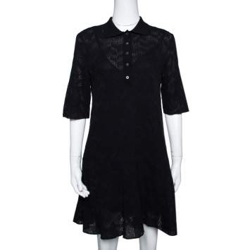 Pre Owned M Missoni Black Textured Wool Blend Knit A Line Dress S