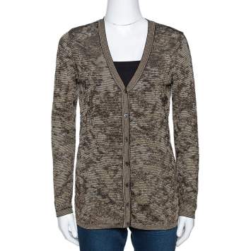 Pre Owned M Missoni Black & Gold Lurex Knit Button Front Cardigan M