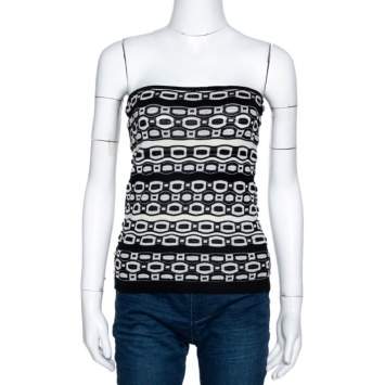 Pre Owned M Missoni Monochrome Knit Strapless Top M 