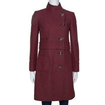 Pre Owned M Missoni Pastel Red Fleece Wool Coat S