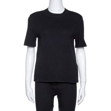 Pre Owned M Missoni Black Textured Knit Crew Neck Top S