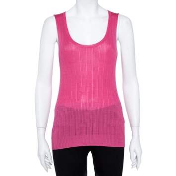 Pre Owned M Missoni Pink & Blue Knit Tank Top and Cardigan Set M/L