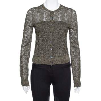 Pre Owned M Missoni Black Lurex Knit Cropped Cardigan S