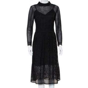 Pre Owned M Missoni Black Perforated Knit Maxi Dress M
