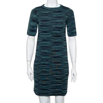 Pre Owned M Missoni Black Striped Wool T-Shirt Dress S