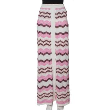Pre Owned M Missoni Multicolor Chevron Pattern Knit Maxi Skirt M
