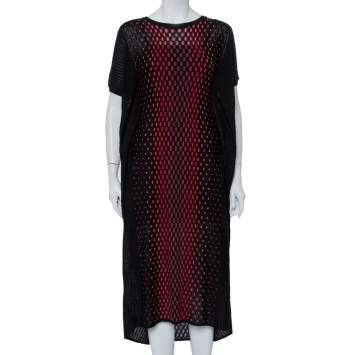 Pre Owned M Missoni Black Patterned Knit Oversized Midi Dress M
