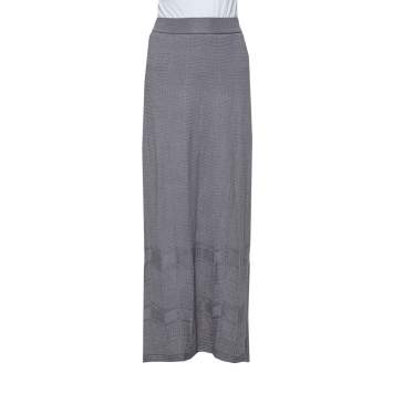 Pre Owned M Missoni Grey Patterned Knit Maxi Skirt S