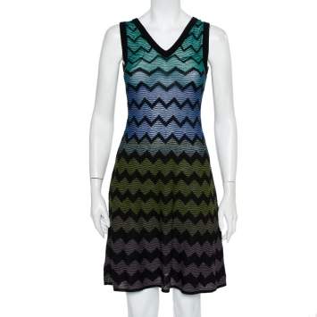 Pre Owned M Missoni Multicolor Patterned Knit Sleeveless Mini Dress S
