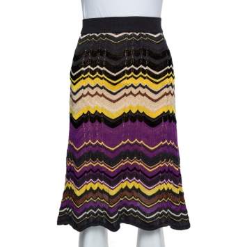 Pre Owned M Missoni Multicolor Patterned Knit Skirt S
