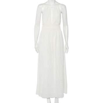 Pre Owned M Missoni White Lace Knit Halter Neck Sleeveless Grecian Maxi Dress M