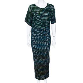Pre Owned M Missoni Multicolor Mesh Jacquard Knit Midi Dress S