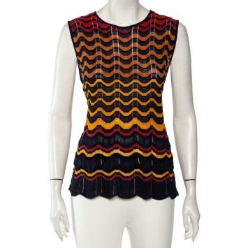 مملوكة مسبقًا M Missoni Multicolored Knit Sleeveless Top M 
