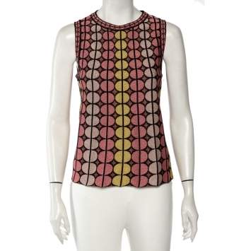 مملوكة مسبقًا M Missoni Pink Lurex Knit Circle Pattern Top M 