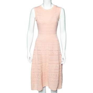 Pre Owned M Missoni Pink Patterned Knit Sleeveless Midi Dress M